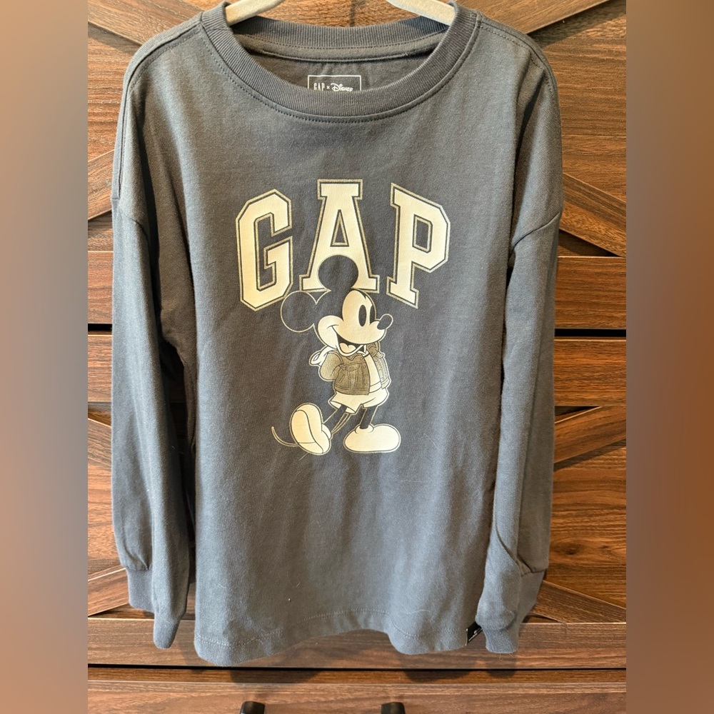 GAP Kids Gray Mickey Mouse Long Sleeve Shirt